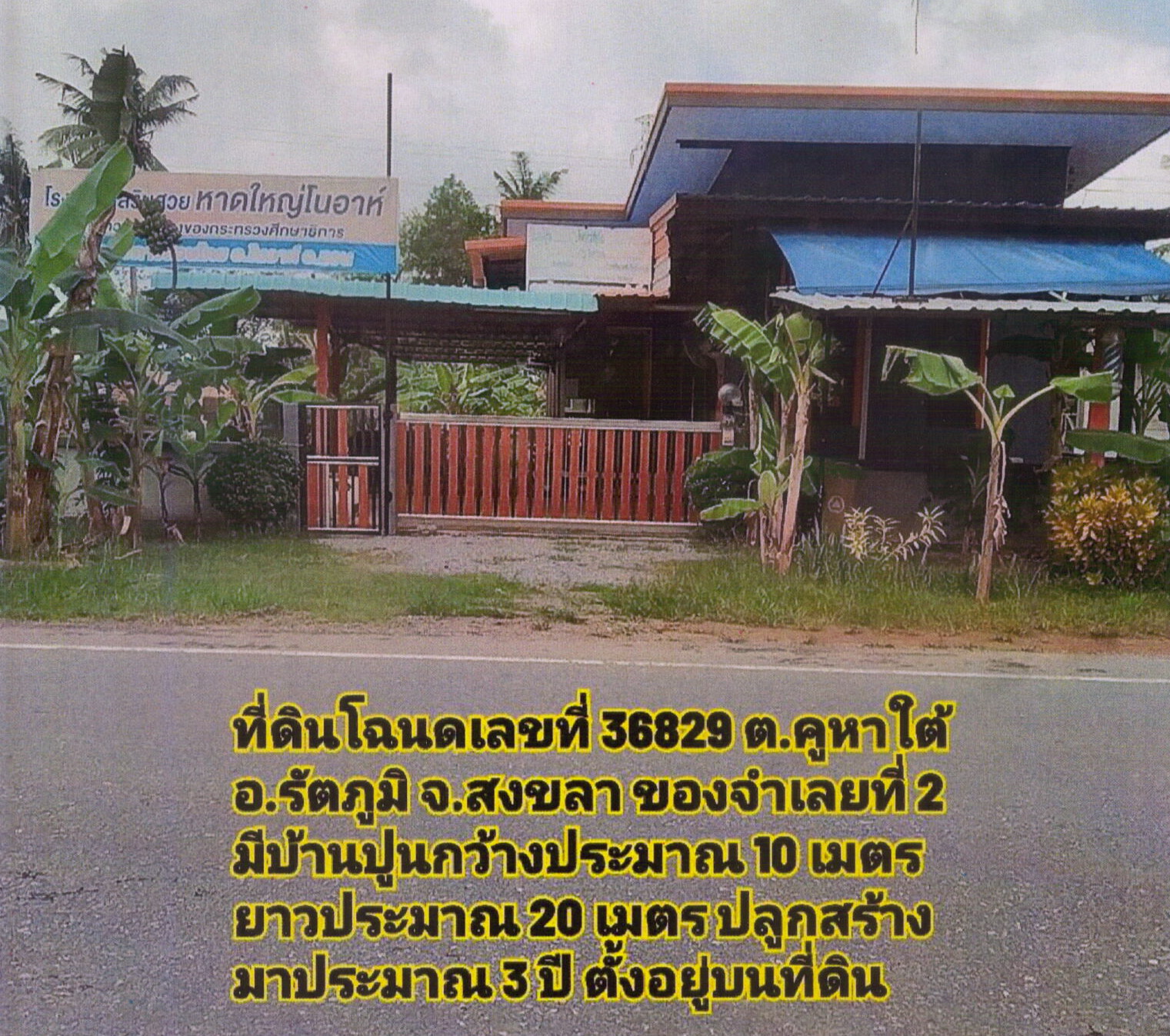 รูปที่ดินพร้อมสิ่งปลูกสร้าง คูหาใต้ รัตภูมิ สงขลา